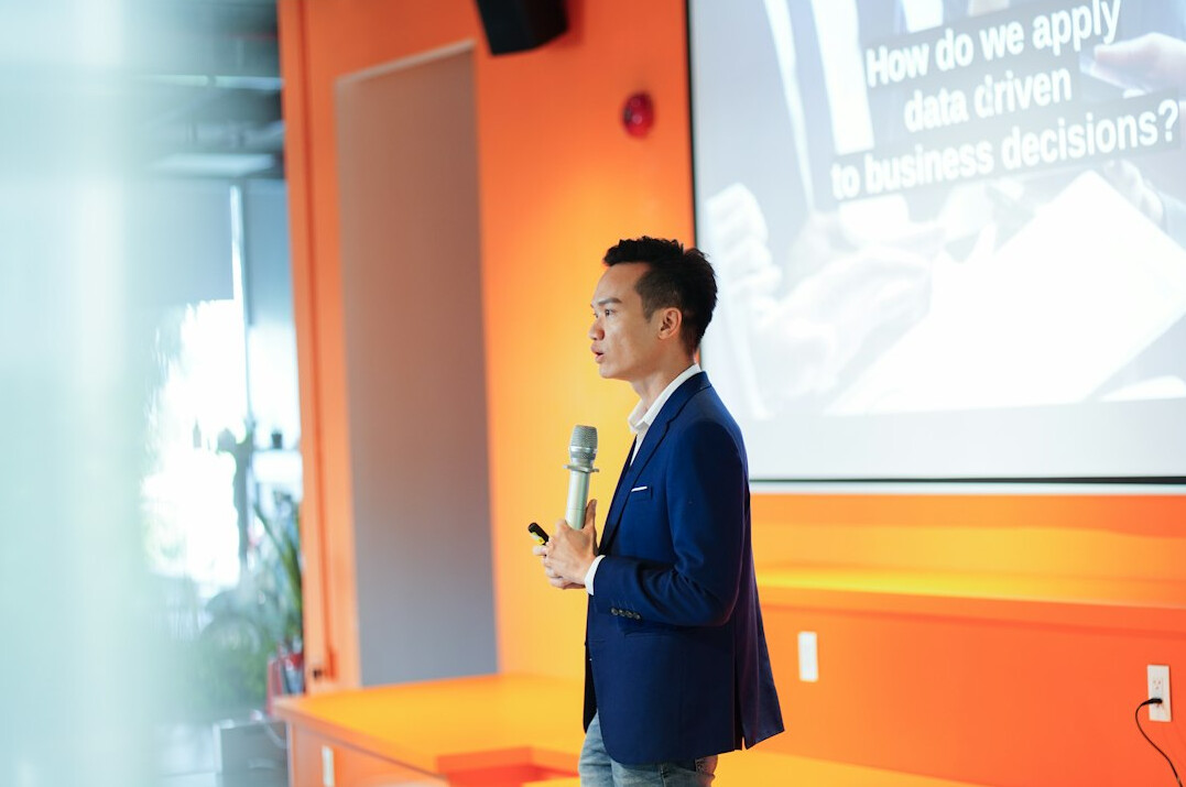 business leader speaking confidently